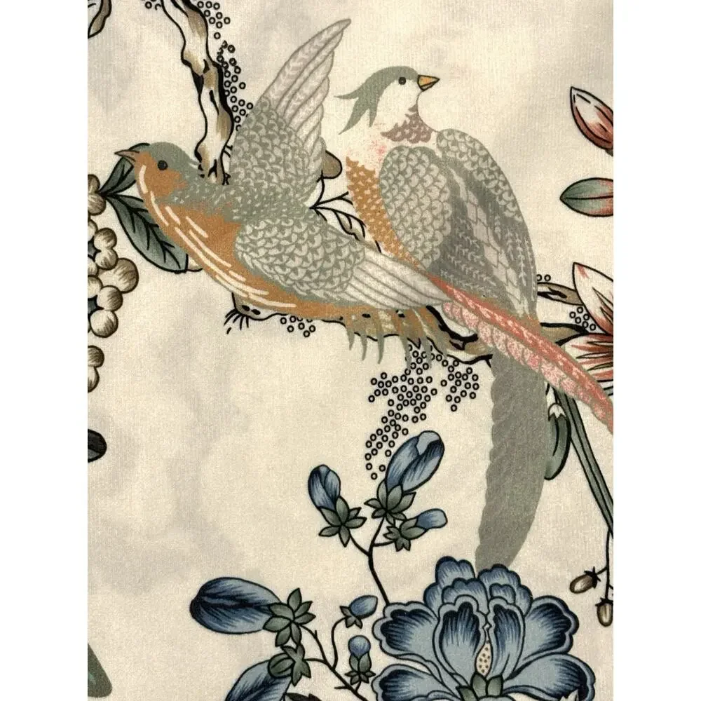 Callisto Home Peacock Bird Window Curtains Panels 38 X 96” Set Pair Ivory Drapes
